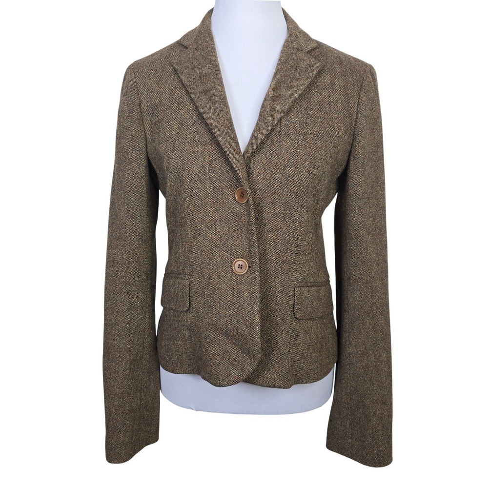 Theory Brown Tweed Two-Button Blazer